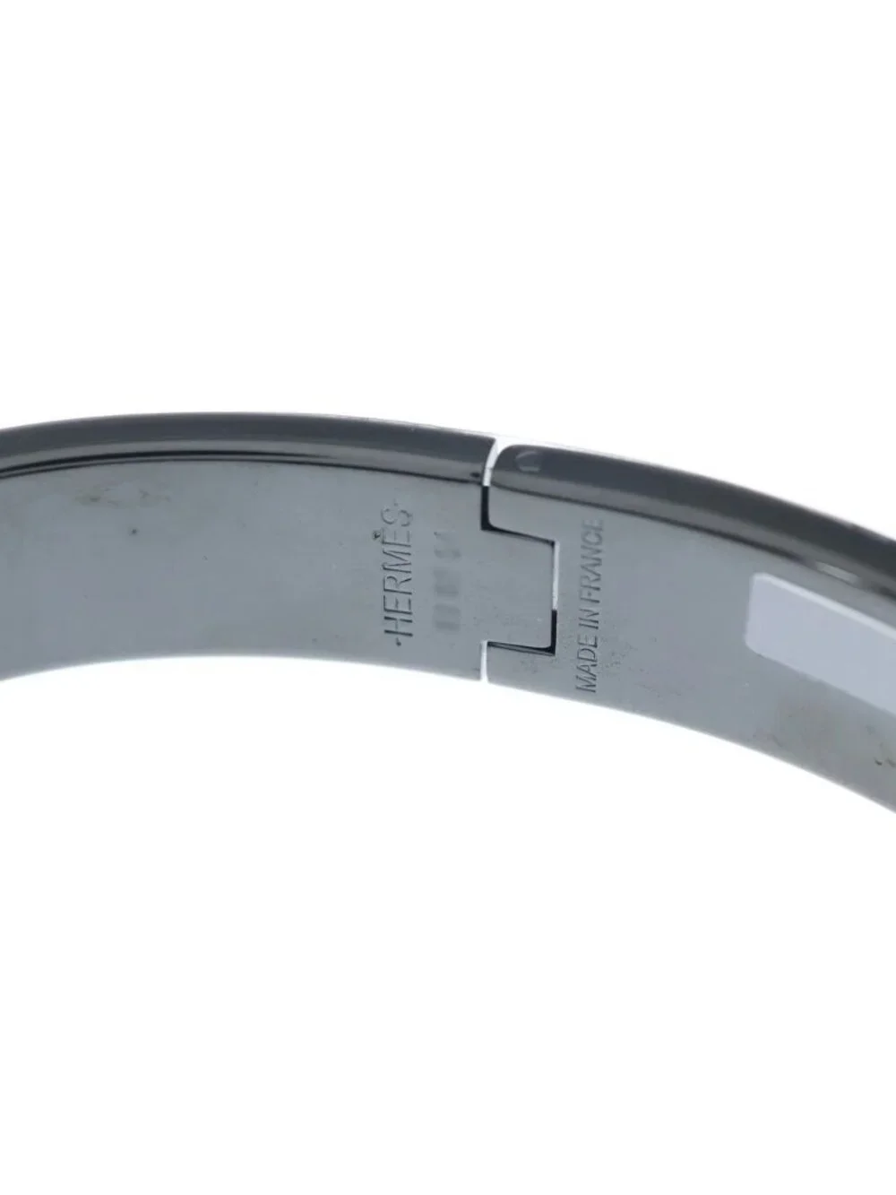 Hermes Click Logo Enamel Bangle Bracelet Black